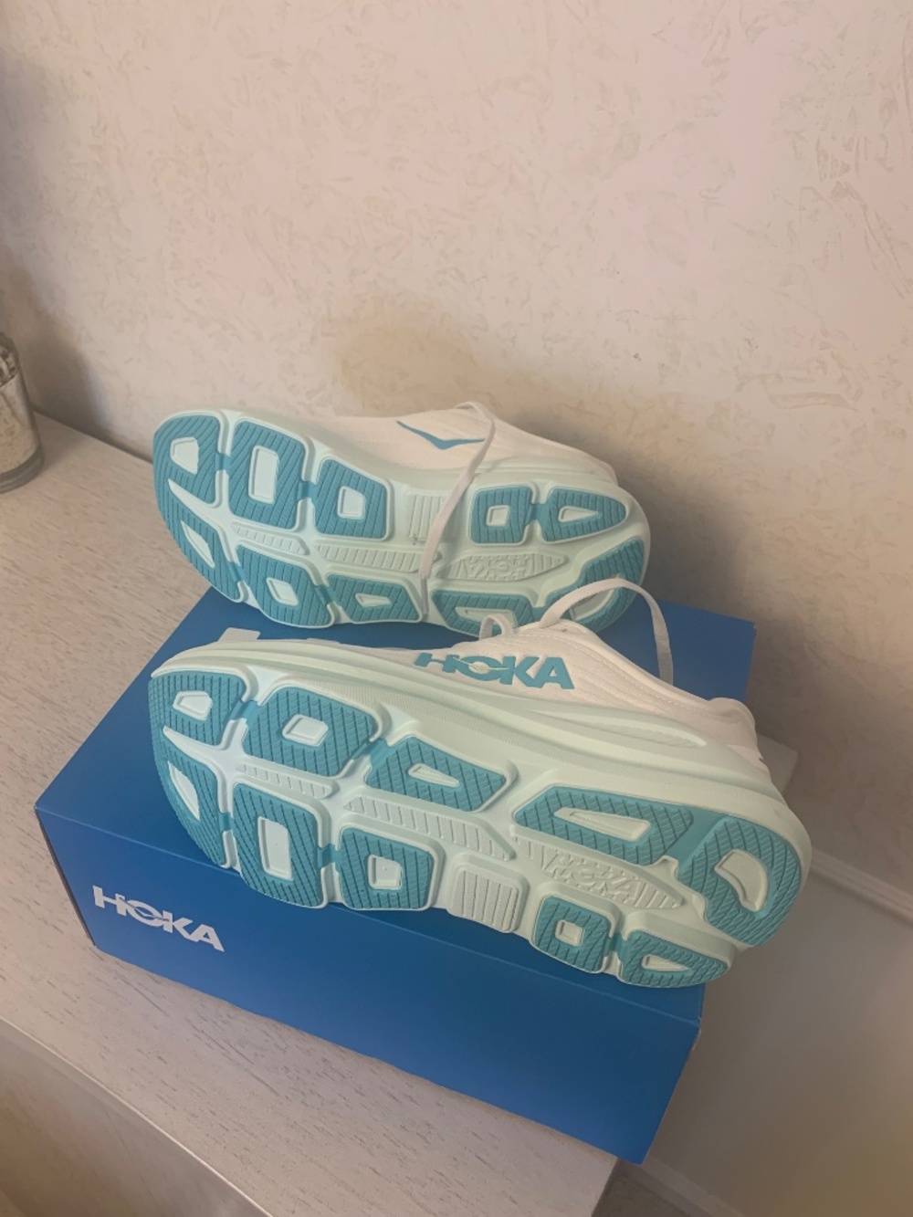 Women’s Mint Green and White HOKA Sneakers, Size 9B - Picture 8 of 9
